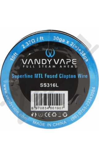 Vandy Vape Superfine MTL Fused Clapton Wire SS316L 30GA*2+38ga 3м